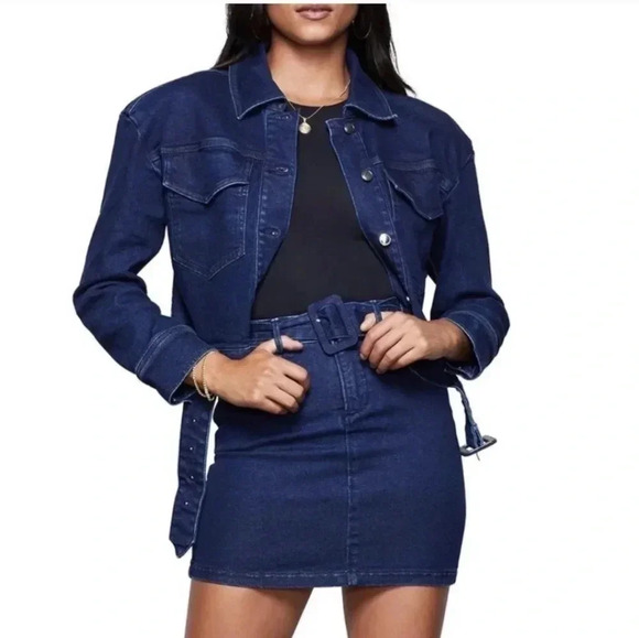 Good American 70's Icon Denim Snap Button Closure Jean Jacket(0)XS - Picture 5 of 15